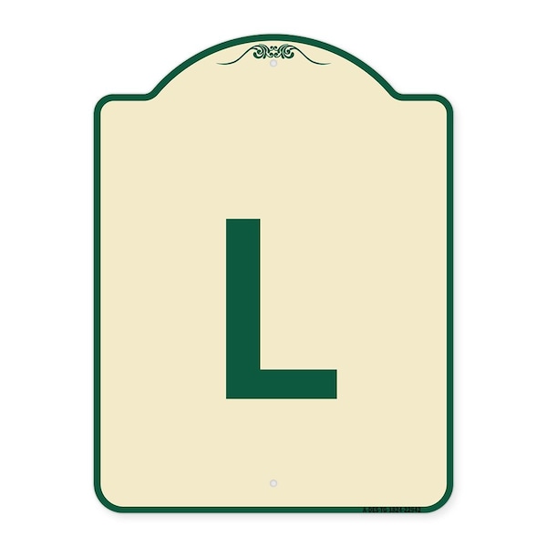 Signmission Designer Series Sign W/ Letter L, Tan & Green Heavy-Gauge Aluminum Sign, 24" x 18", TG-1824-22942 A-DES-TG-1824-22942 - main